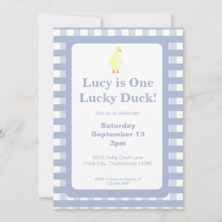 One Lucky Duck Invitation Template (Dusty Blue) Inbjudningar