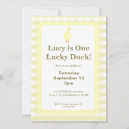 One Lucky Duck Invitation Template (Pale Yellow) Inbjudningar