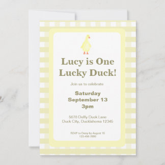 One Lucky Duck Invitation Template (Pale Yellow) Inbjudningar