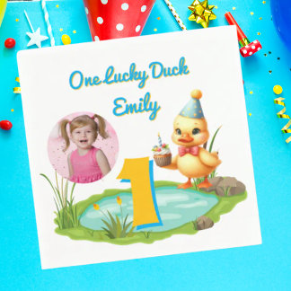 One Lucky Duck Kids 1st Birthday Photo Pappersservett