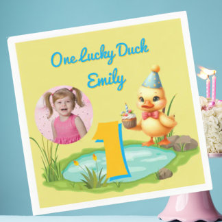 One Lucky Duck Kids 1st Birthday Photo Pappersservett