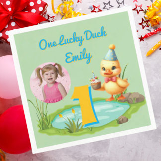 One Lucky Duck Kids 1st Birthday Photo Pappersservett