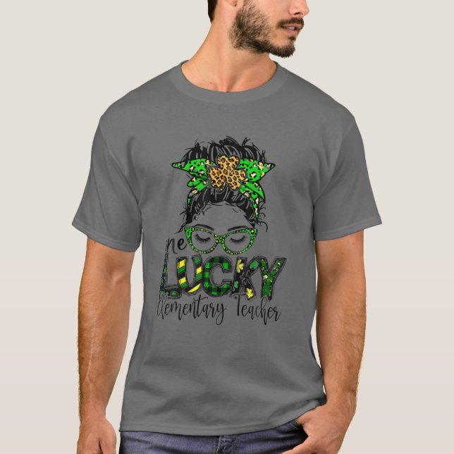 One Lucky Elementary Teacher St Patrick Day Teache T Shirt (Framsida)