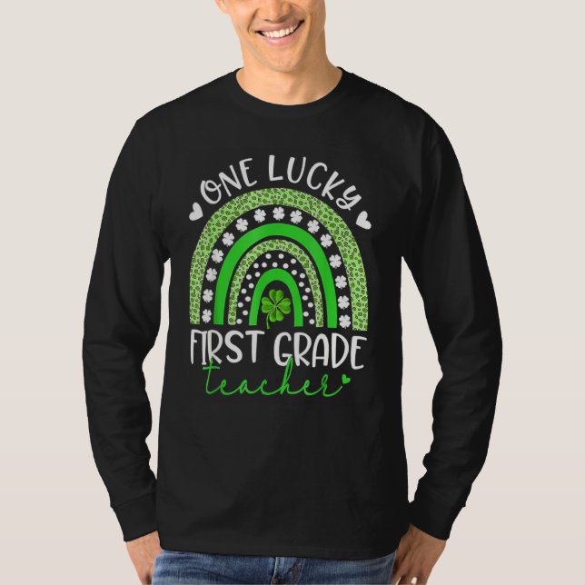 One Lucky First Klass Lärare Lycklig St Patrick's  T Shirt (Framsida)