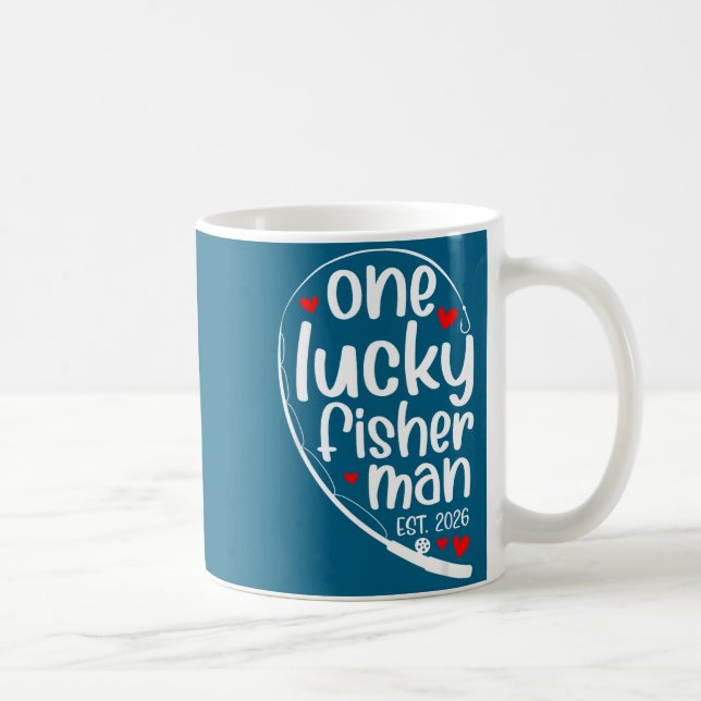 One Lucky Fisher Man 2026 Heart Valentine Matching Kaffemugg (Höger)