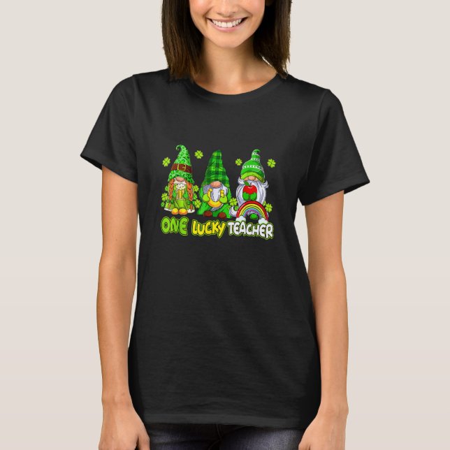 One Lucky Gnomes Teacher St patricks day Gnomes Te T Shirt (Framsida)