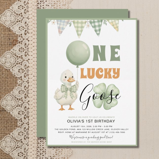 One Lucky Goose St. Patrick's Day First Birthday Inbjudningar (Skapare uppladdad)
