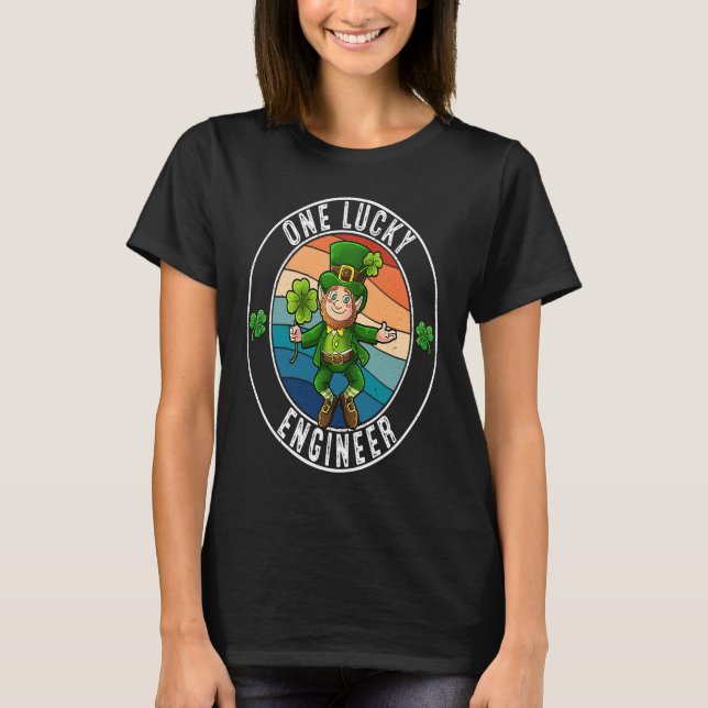 One Lucky Ingenjör Leprechaun Irish St Patricks T Shirt (Framsida)