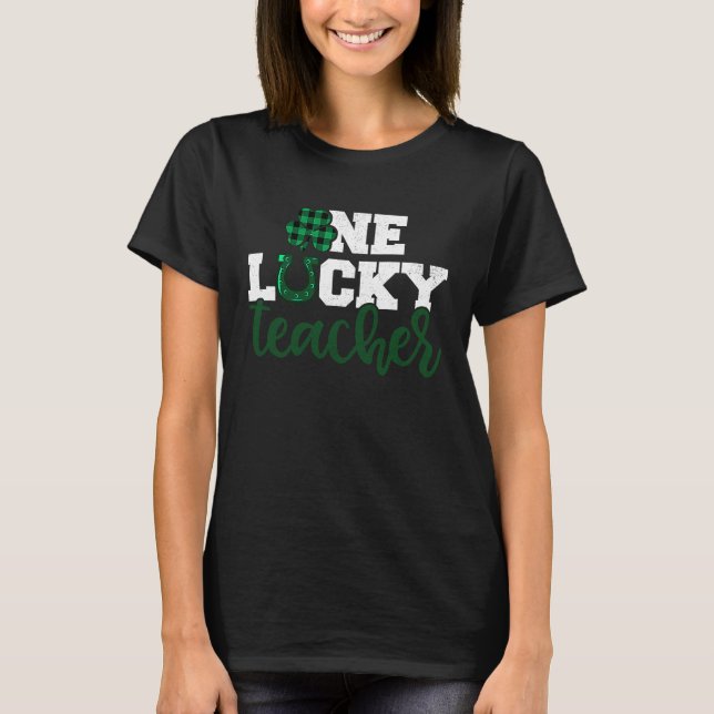 One Lucky Irish Teacher St patricks day Buffalo P T Shirt (Framsida)