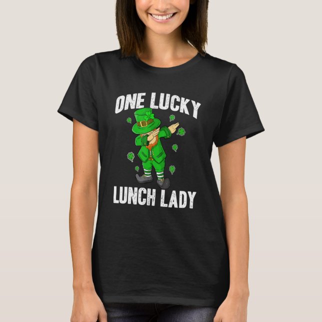 One Lucky Lunch Dam St patricks day Dabbing Lepre T Shirt (Framsida)