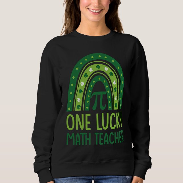 One Lucky Math Teacher Rainbow Shamrock St Patrick T Shirt (Framsida)