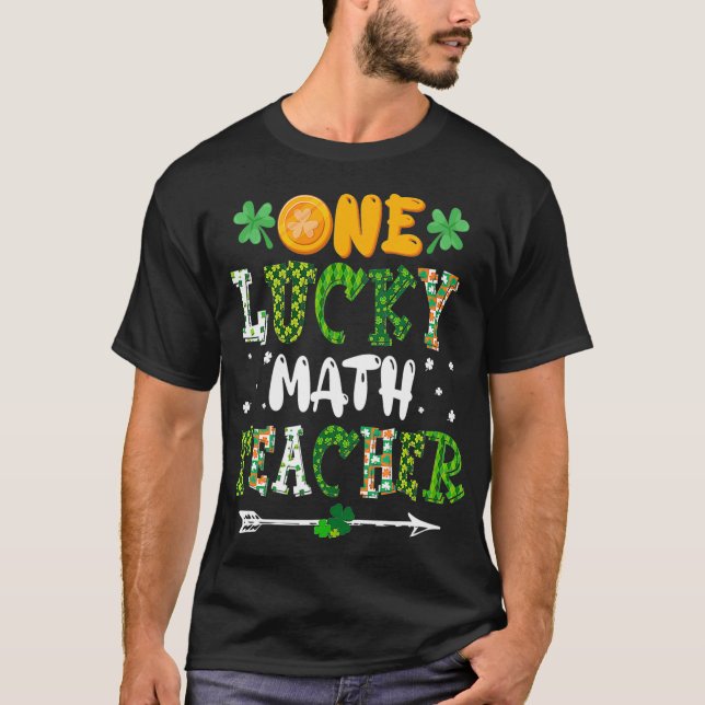 One Lucky Math Teacher St Patricks Day Buffalo Pla T Shirt (Framsida)