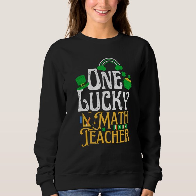 One Lucky Math Teacher St Patricks Day Irish Shamr T Shirt (Framsida)