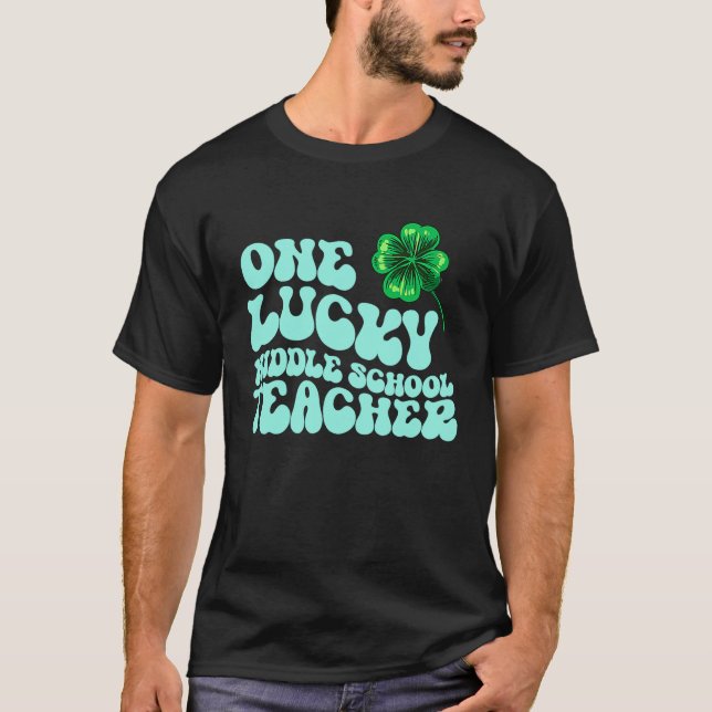 One Lucky Mitten School Teacher St patrick's day T Shirt (Framsida)