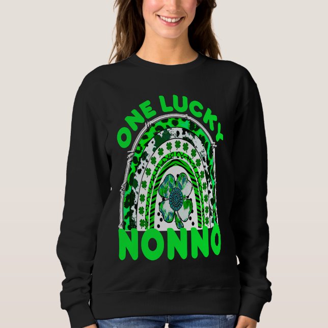 One Lucky Nonno Good Luck Green Rainbow Shamrock L T Shirt (Framsida)
