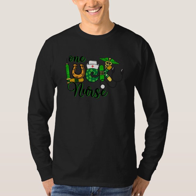 One Lucky Nurse Shamrock Stethoscope St Patricks D T Shirt (Framsida)