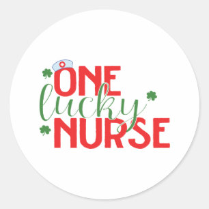 One Lucky Nurse St patricks day Firande Runt Klistermärke