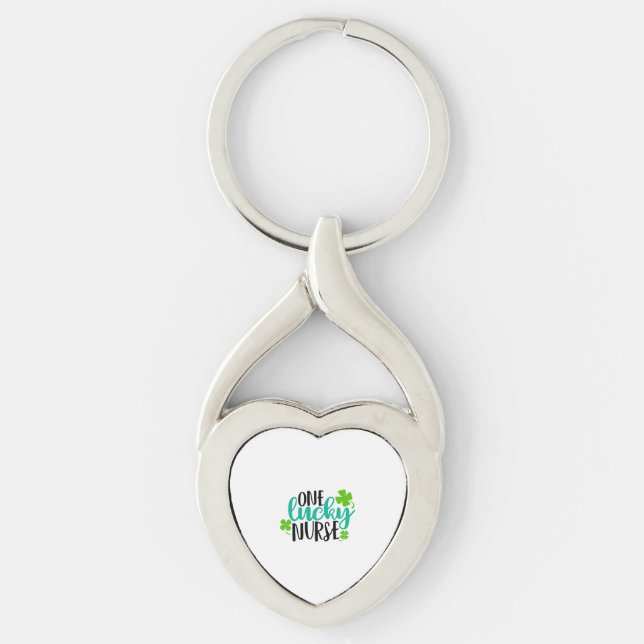 One Lucky Nurse Twisted Heart Silverfärgad Nyckelring (Framsidan)