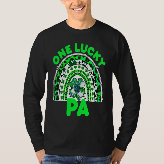 One Lucky Pa Good Luck Green Rainbow Shamrock Leop T Shirt (Framsida)