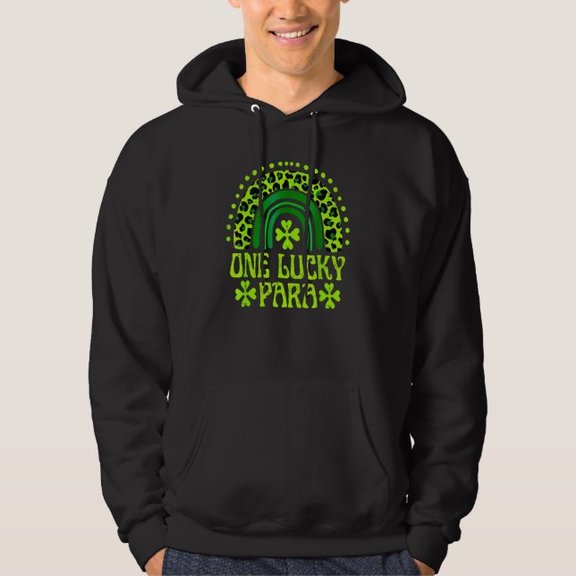 One Lucky Para Family St Patrick's Day Rainbow Leo Hoodie (Framsida)
