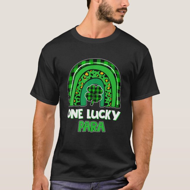 One Lucky Para Rainbow Shamrock St Patrick's Day T Shirt (Framsida)