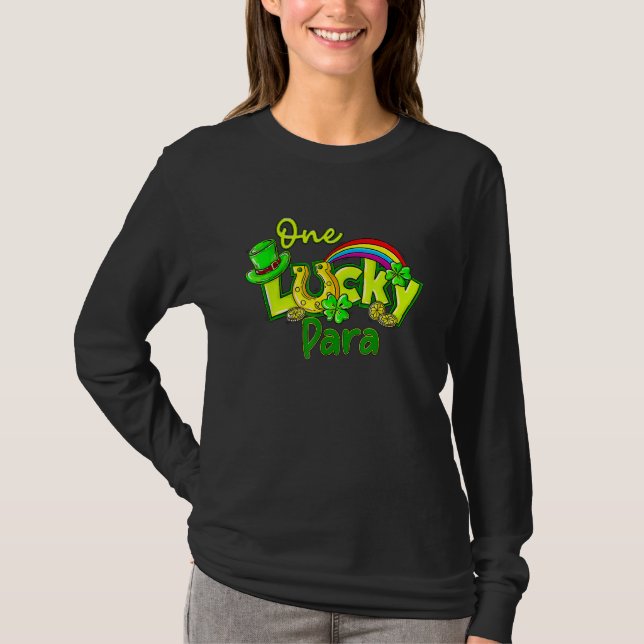 One Lucky Para St Patricks Day Shamrock Paraprofes T Shirt (Framsida)