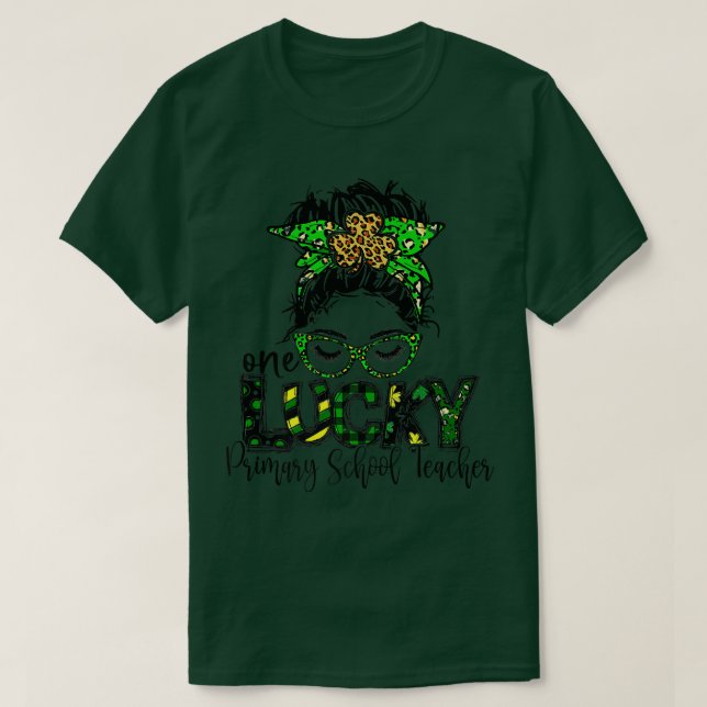 One Lucky Primary School Teacher St Patrick Day Te T Shirt (Design framsida)