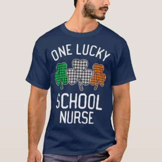 One Lucky School Nurse St patrick's day Irish Flag T Shirt