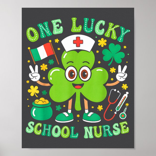 One Lucky School Nurse St Patrick's Day Shamrock I Poster (Framsidan)