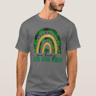 One Lucky School Social Worker Rainbow St Patricks T Shirt