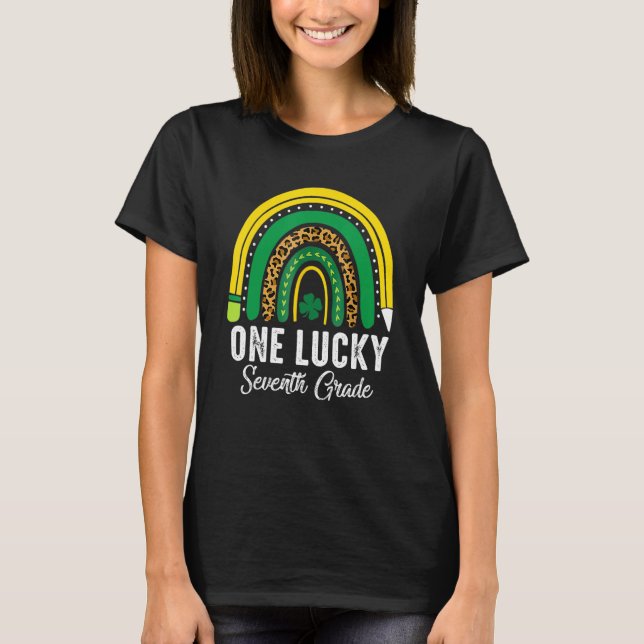 One Lucky Seventh Grade Rainbow St Patricks Day Te T Shirt (Framsida)