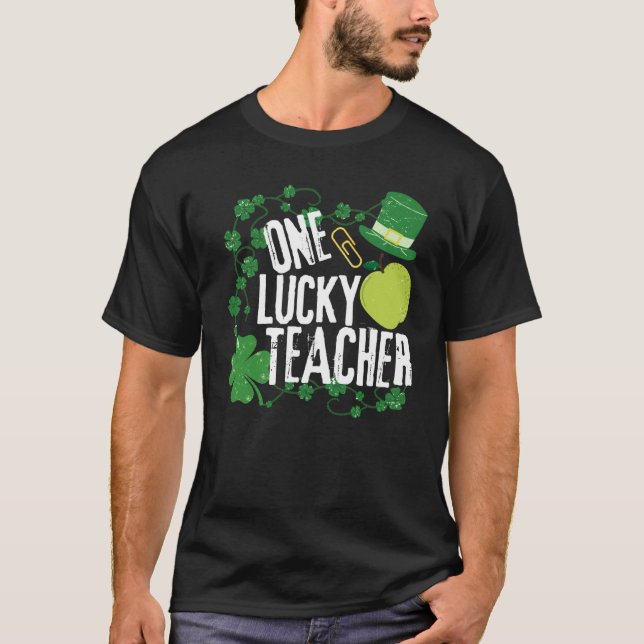 One Lucky Shamrock Teacher St Patrick's Day School T Shirt (Framsida)