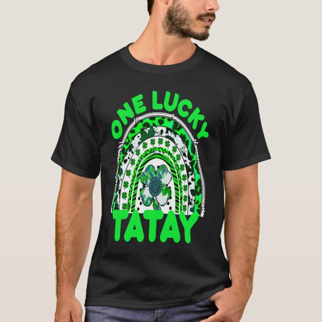 One Lucky Tatay Good Luck Green Rainbow Shamrock L T Shirt (Framsida)
