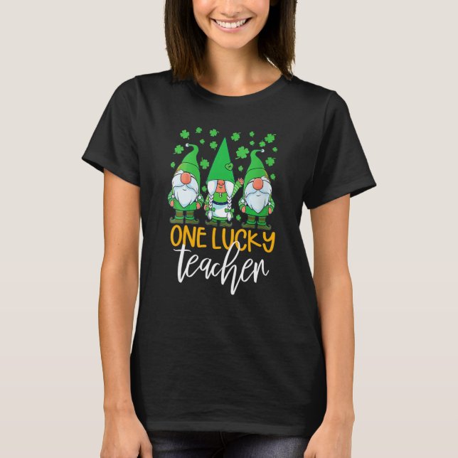 One Lucky Teacher Gnomies St Patrick's Day Gnome S T Shirt (Framsida)