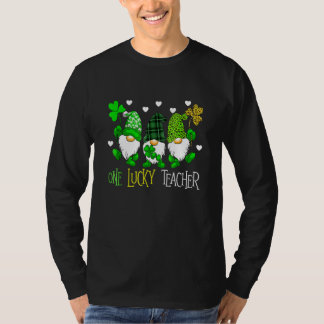 One Lucky Teacher Irish Gnome Leopard Patricks Day T Shirt