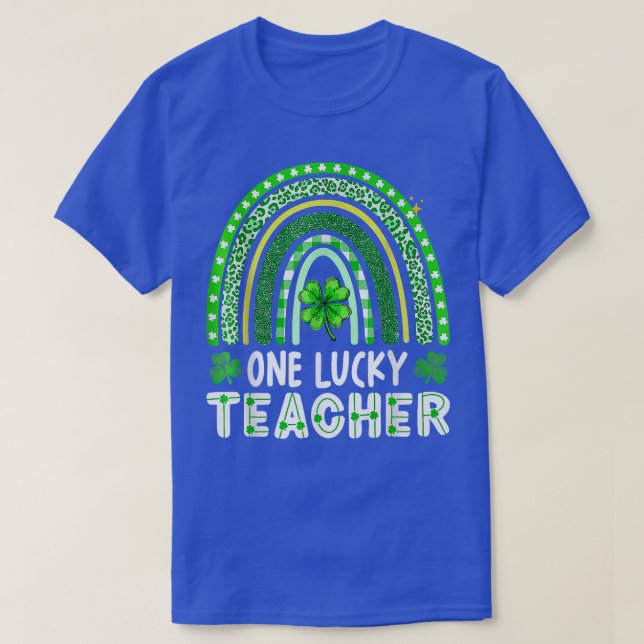 One Lucky Teacher Rainbow Lycklig St patricks day7 T Shirt (Design framsida)