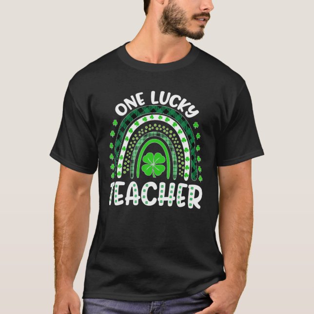 One Lucky Teacher Rainbow St Patrick’S Day T Shirt (Framsida)