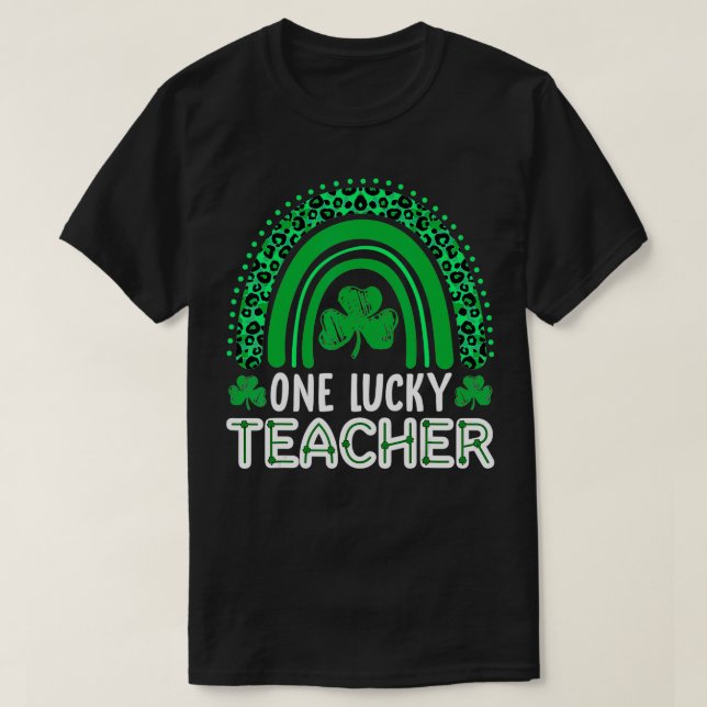 One Lucky Teacher Rainbow St patricks day T Shirt (Design framsida)