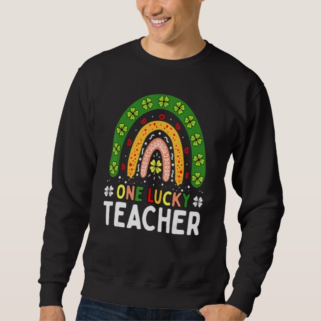 One Lucky Teacher Rainbow St Patricku2019s Day App Lång Ärmad Tröja (Framsida)