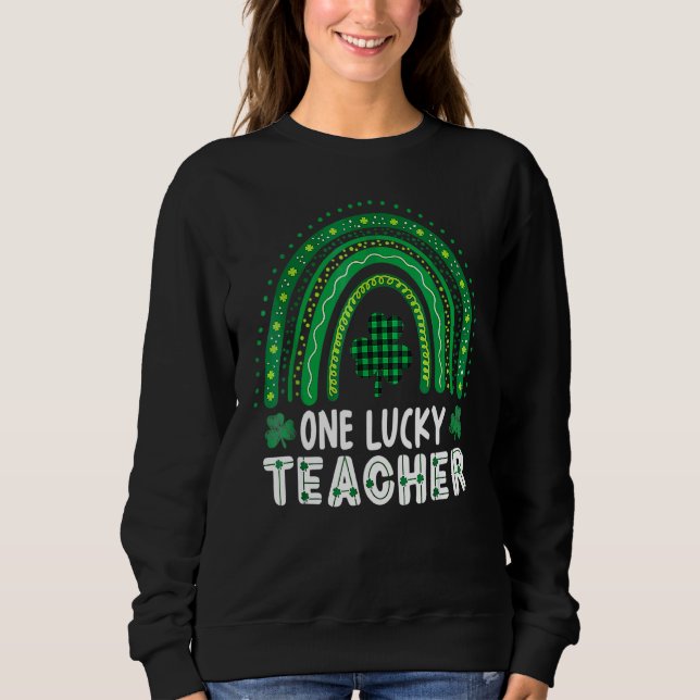 One Lucky Teacher Rainbow St Patricku2019s Day App T Shirt (Framsida)