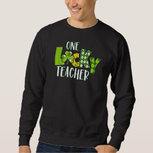 One Lucky Teacher Shamrock St patrick's day Schoo Lång Ärmad Tröja