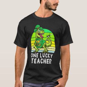 One Lucky Teacher St patrick's day Dinosaur 1 T Shirt