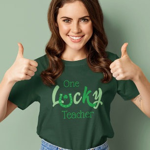 One Lucky Teacher St patrick's day för Anpassade T Shirt
