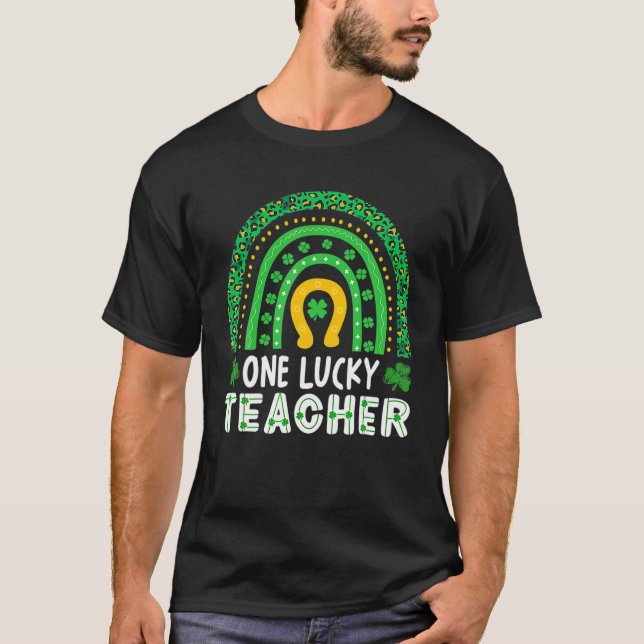 One Lucky Teacher St patrick's day Funny T Shirt (Framsida)