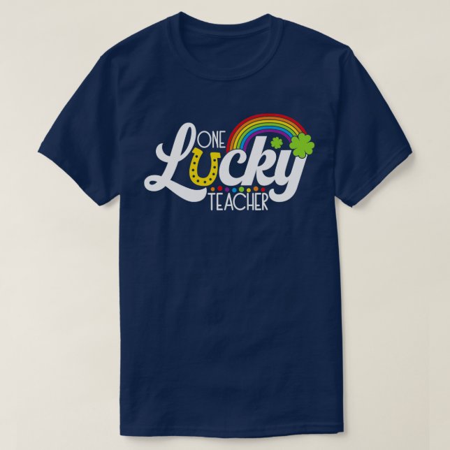 One Lucky Teacher St patricks day Shamrock Kinderg T Shirt (Design framsida)