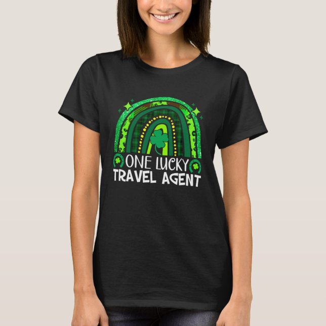 One Lucky Travel Agent Rainbow St Patrick's Day Qu T Shirt (Framsida)