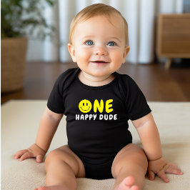 One Lycklig, 1:a födelsedag Gult Smiley T Shirt