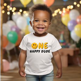 One Lycklig, 1:a födelsedag Orange Smiley T Shirt