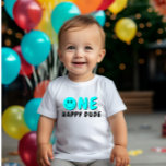 One Lycklig, 1:a födelsedagen Blue Smiley T Shirt<br><div class="desc">Vi lägger alltid till nya mönster varje vecka!</div>