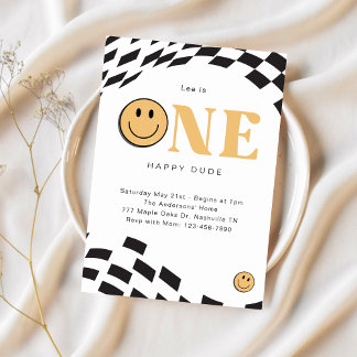 One Lycklig, 1:a födelsedagsinbjudan Inbjudningar